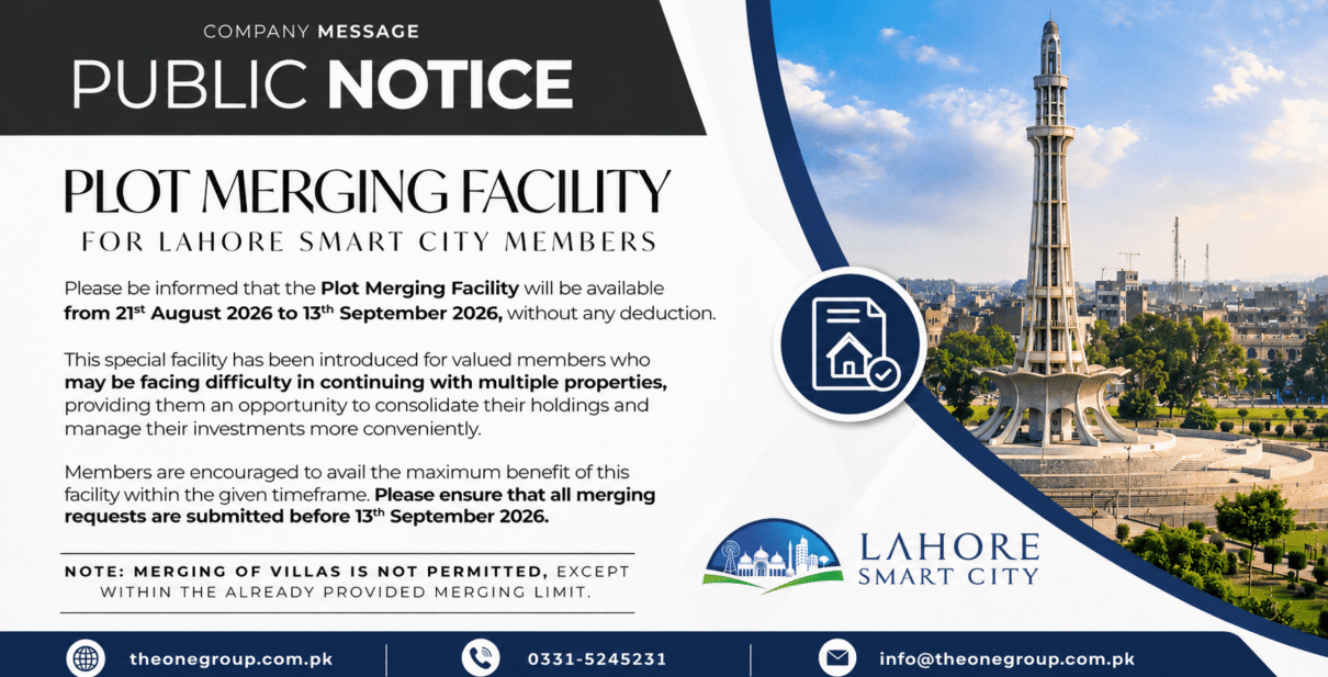 Lahore Smart City Announces Special Plot Merging Facility What Members Need to Know