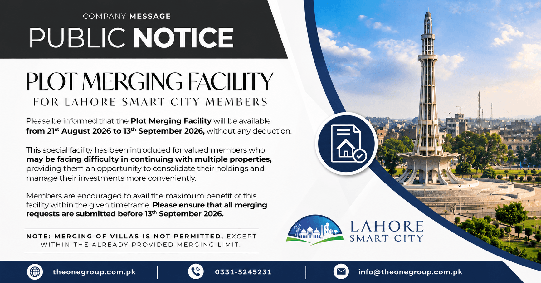 Lahore Smart City Announces Special Plot Merging Facility What Members Need to Know